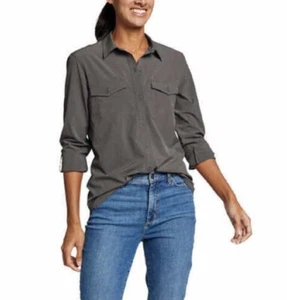 Eddie Bauer Women's Departure 2.0 Long-Sleeve Shirt Dark Smoke - Picture 1 of 2