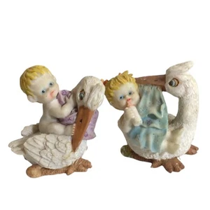 Storch mit Baby Resin Figuren - Bild 1 von 6