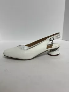 J Renee Womens Taveta Slingback Heel White Lizard 7 M - Picture 1 of 6