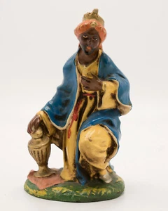 Vtg 6.5" Kneeling Black Wise Man King Nativity Figure Paper Mache Italy 8" Scale - Picture 1 of 12