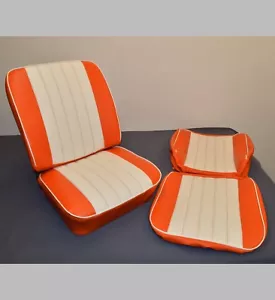 VW Type 2 T2 Bay Window Van Campervan Tailored Seat Covers Orange/Off White - Picture 1 of 2