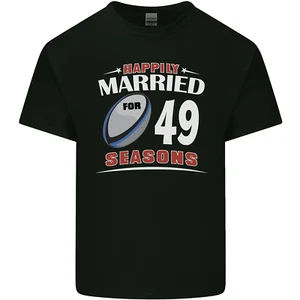 49 Year Wedding Anniversary 49th Rugby Mens Cotton T-Shirt Tee Top - Picture 1 of 103