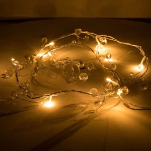 Jewel Fairy String Lights Clear Gem Droplets Christmas Décor Battery Xmas Lights - Picture 1 of 10