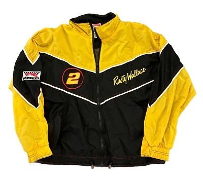 Rusty Wallace NASCAR Jacket Medium Nutmeg Mens Black  - Image 1 of 4