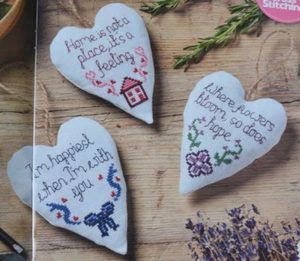 Cross Stitch Chart- Sentimental Phrases Heart Hanging Decorations Hope Love Home - Picture 1 of 3