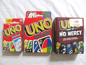 Uno Classic, Junior, & No Mercy Card Games Lot of 3 Mattel - Picture 1 of 18