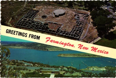 Greetings from Farmington, New Mexico Aztec Ruins/Navajo Lake Postcard Unposted - Image 1 of 4