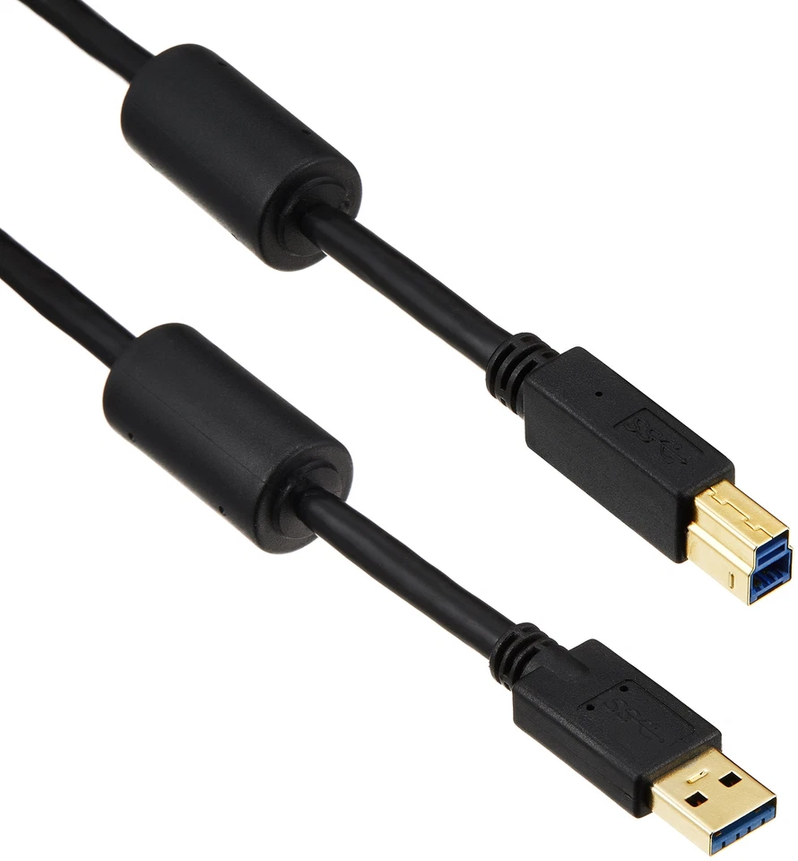 Elecom USB3.0 cable USB A Male to USB B male Ferrite Core 3m Black USB3-BF30BK - Image 1 of 2