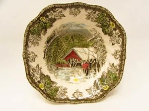 Friendly Village by Johnson Bros England Stamp Square Cereal Bowl b297 - Picture 1 of 2