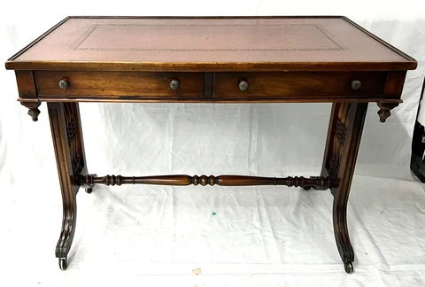 Early 19th Century Regency Rolling Writing Desk  with  Tooled Leather Top Cover