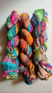 10 skein 1 kg 1" wide 100 grams each skein Recycled silk Printed Chiffon ribbon - Picture 1 of 8