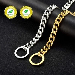 Gold Tone Dog Chain Collar Classic P Chain Cuban Link Chain Collar 11/15mm - Picture 1 of 21