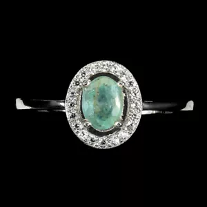 925 Sterling Silver Ring Oval Emerald 5x4mm Simulated Cz Gemstone Jewelry Size 7 - Picture 1 of 10