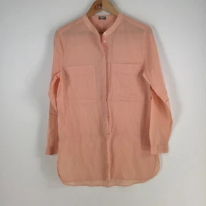 Studio W womens blouse tunic size 10 orange long sleeve sheer cotton 069725 - Picture 1 of 9