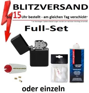 ZippO´n-Style Benzin - Feuerzeug + Feuersteine + Watte + Filz + Docht - schwarz - Bild 1 von 9