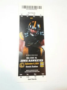 Talón de boleto de fútbol americano Iowa Hawkeyes Ball State 2014 - Imagen 1 de 2