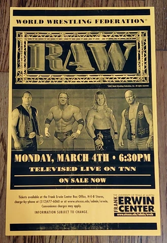 WWF RAW 2002 Televised Event w/ THE ROCK Tour Poster Handbill Flyer 11x17 Cover