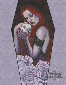 IMPRESIÓN Arte Vampiro Gótico Calavera de Sangre Rosas Rojo Mujer Retrato Púrpura Horror Oscuro - Imagen 1 de 1