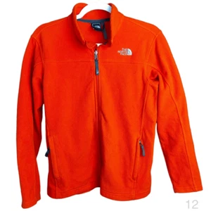 The north face boys 14 16 orange long sleeve fleece school pullover sweater - Picture 1 of 12