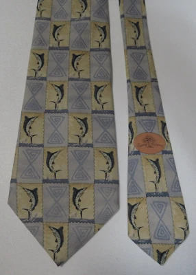 Tommy Bahama Neck Tie 100% Silk Marlin Sailfish Print Foto 1 de 2