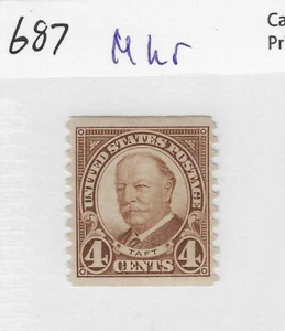 US # 687, 4 cent brown, Perf 10 Vert.coil, M/hr - Picture 1 of 1
