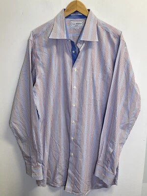 Paul Fredrick Shirt Mens Size 17.5-37 Striped Dress Non-Iron Two Ply Broadcloth - Image 1 of 4