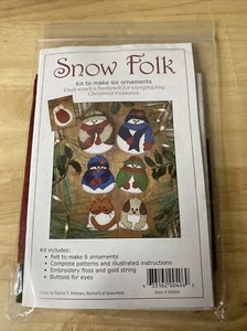 Kit ornamento feltro folk neve ricamo K0406 pupazzo di neve gatto cane - Foto 1 di 3