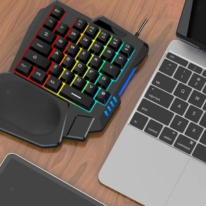Gaming Keypad Rainbow Backlit Compact 35 Keys Single Handed Gaming - Picture 1 of 7
