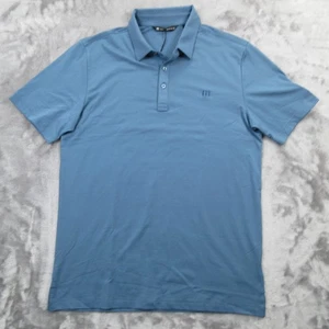 TravisMathew Polo Shirt Mens Medium Stellar Blue The Heater Golf FCA Logo New - Picture 1 of 18