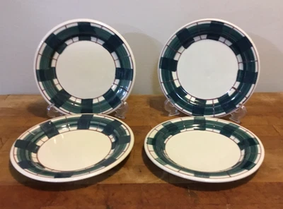Conjunto de 4 pratos de cerâmica Hartstone verde búfalo xadrez 7-3/4" - Imagem 1 de 4