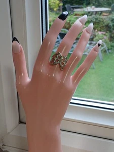 Doppel 🦋 Schmetterling Ring. Goldfarbene kleine Strasssteine Gr. K Neu Sonstige - Bild 1 von 12