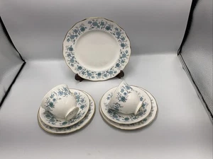 2 x Colclough Braganza Bone China Trios Taza Platillo Plato Lateral Más Plato para Pasteles - Imagen 1 de 22