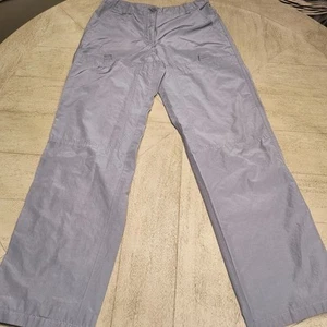 Vtg Armani Jeans Women's Nylon Cargo Pants Made In Italy Silver Size 6 Y2K - Picture 1 of 16