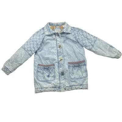 Джинсовое пальто LEARSI кислотная стирка винтажное состаренные стеганые плечи 80-е ретро - Изображение 1 из 4
