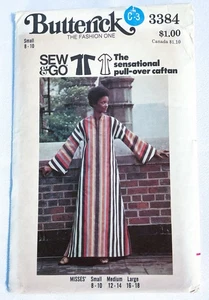 VTG 70s Butterick 3384 Pullover Caftan w/ Kimono Sleeves Misses Sz 8 10 UNCUT FF - Picture 1 of 3