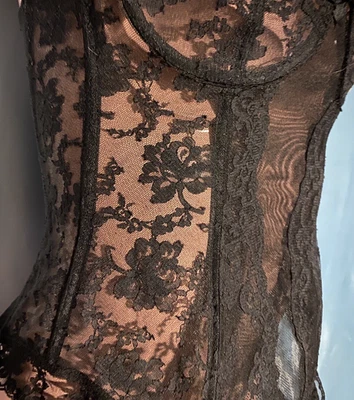 De Colección 34A Corsé Push Up Larga Línea Jaula Sujetador Bustier Encaje Elegante Ligas Hueso IN Foto 1 de 4