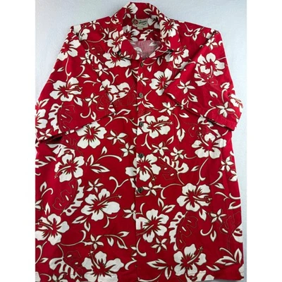 Camisa masculina Hilo Hattie The Hawaiian original GG vermelha floral Aloha Camp - Imagem 1 de 4