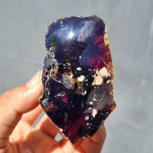 83 gr Genuine Sumatra Amber Rough Bluish Black - Half Polished Sumatran Amber - Picture 1 of 6