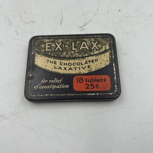Vintage EX LAX "18 Compresse 25¢" Cioccolato Lassativo Metallo Latta - Foto 1 di 10