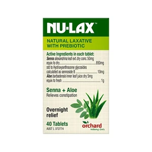 Tabletas laxantes naturales Nu-Lax con senna prebiótico y aloe 40 tabletas - Imagen 1 de 1