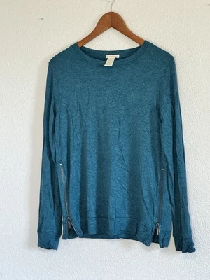 Matty M Teal Long Sleeve Sweater with Side Zippers Size S (0022) - Image 1 of 4