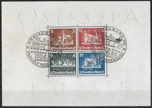 GERMANIA Reich 1935 Usato OSTROPA Foglio Souvenir Michel #Blocco 3 CV €1100 VF - Foto 1 di 2