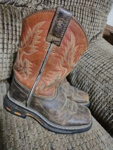 Ariat Workhog Cowboystiefel Kinder 9,5 eckige Zehenpartie braun orange - Bild 1 von 11