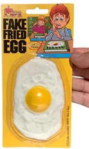 Fake FRIED FLAT RUBBER EGG Chicken Prop Yolk Gag Joke Prank Toy Play Food Funny - Picture 1 of 7