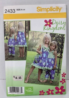 Simplicity Sewing Pattern 2433 Dress Top Capris Bag Daisy Kingdom Uncut Size 3-8 - Image 1 of 3