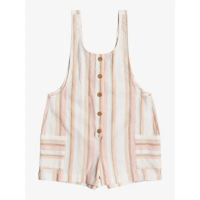 Mameluco de lino ROXY LONG WAY FROM HOME para niñas jóvenes - BFK6 - Talla 6 - Nuevo con etiquetas Foto 1 de 4