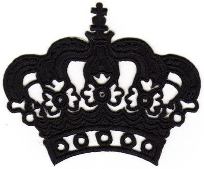 BP BRAUNERT PATCHES au64★Krone Schwarz Aufnäher zum aufbügeln Bügelbild Patch Prinzessin 8 x 6,5 cm