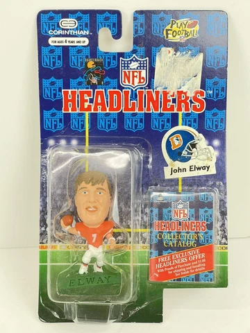 1996 NFL Headliners Denver Broncos JOHN ELWAY FOOTBALL FIGURE  cut card Cover