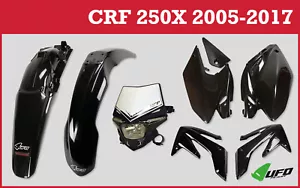 Honda CRF 250X2005 - 2017 UFO Kit plastica enduro nero con faro nero - Foto 1 di 6