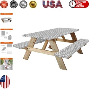 7ft Waterproof Elastic Tablecloth & Bench Covers - Ideal for Outdoor Activities - Picture 1 of 9